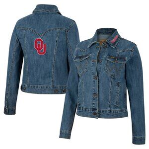 New! Wrangler OU Sooners Denim Jacket University of Oklahoma NCAA College Sports